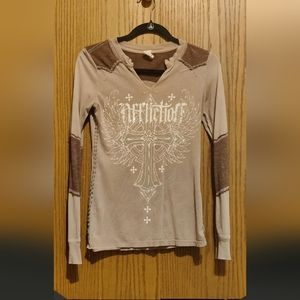 Affliction long sleeve v neck shirt